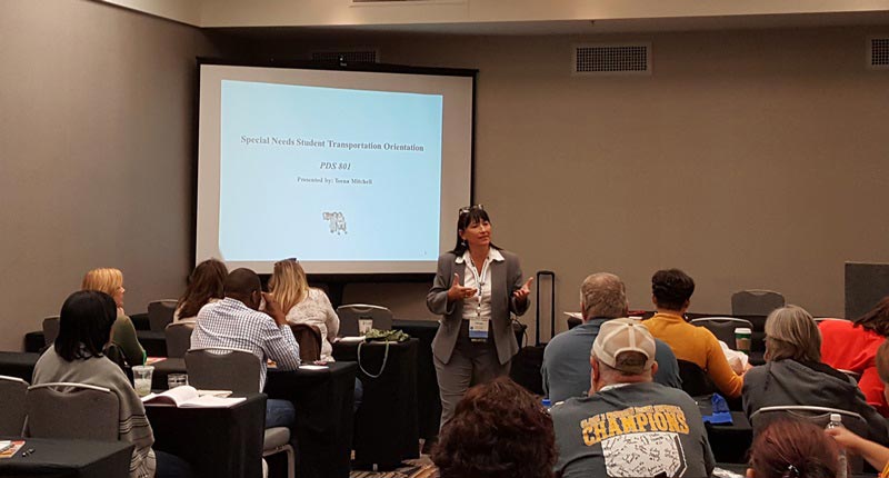 Teena Mitchell serves as an instructor for both the state and national chapters of the Association for Pupil Transportation. 