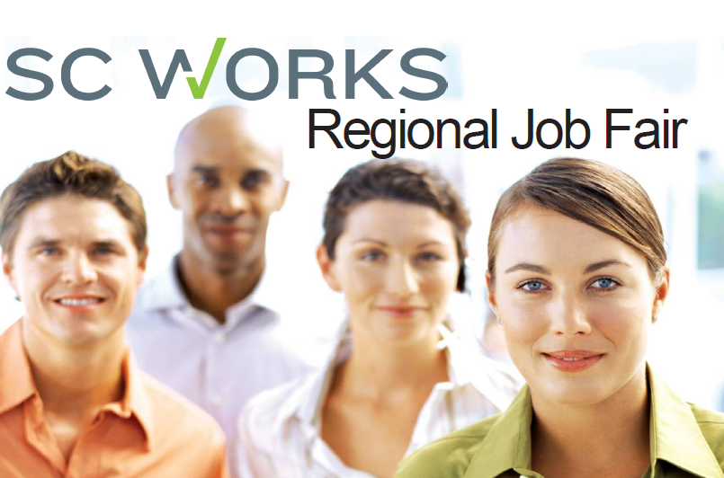 SC Works Regional Job Fair logo with 2 male and 2 female young adults