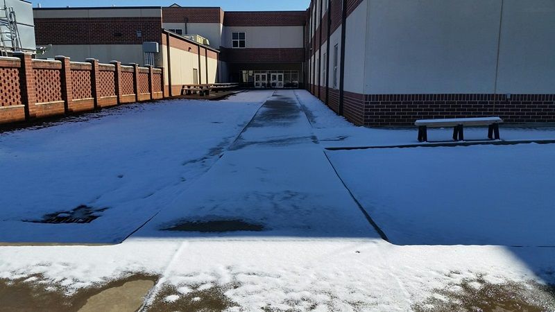 Icy school sidewalks