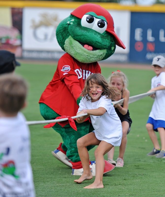 Students with Greenville Drive mascot - Photo 2