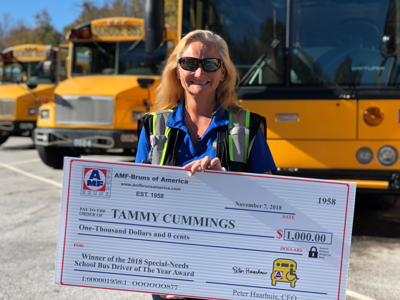 Tammy Cummings, a special needs bus driver, has been named the National Special Needs Bus Driver of the Year. 