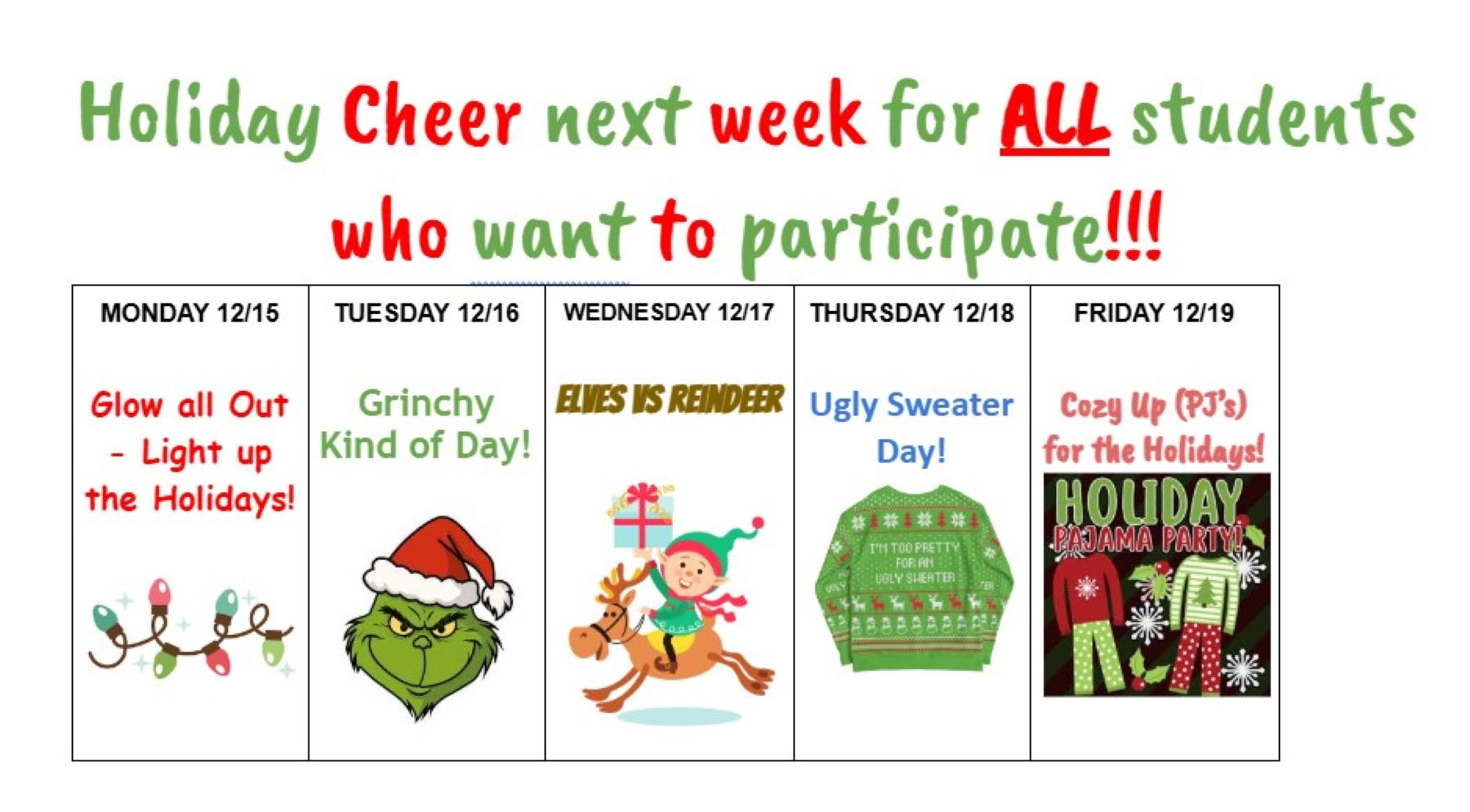 Student Holiday Dress Up Days