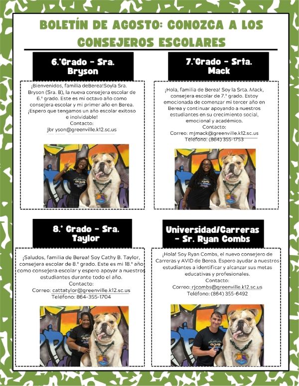 August Counselor Newsletter Spanish