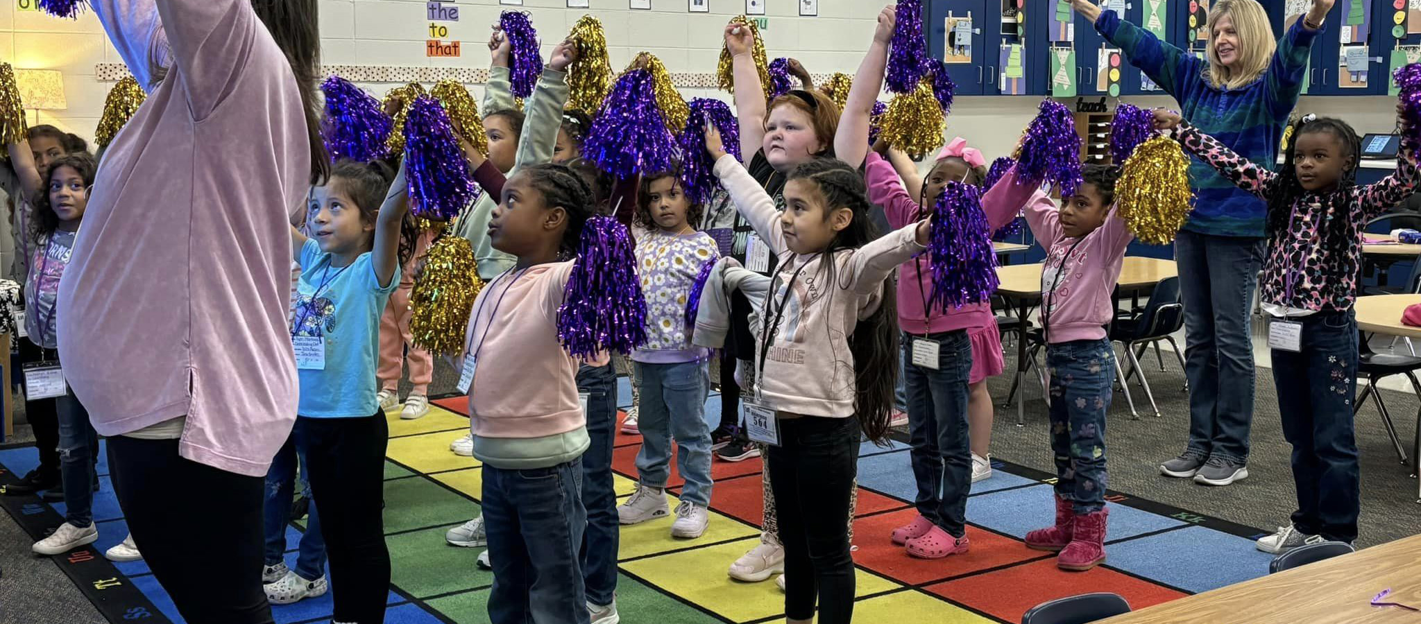 Students in the Cheer Club having fun.