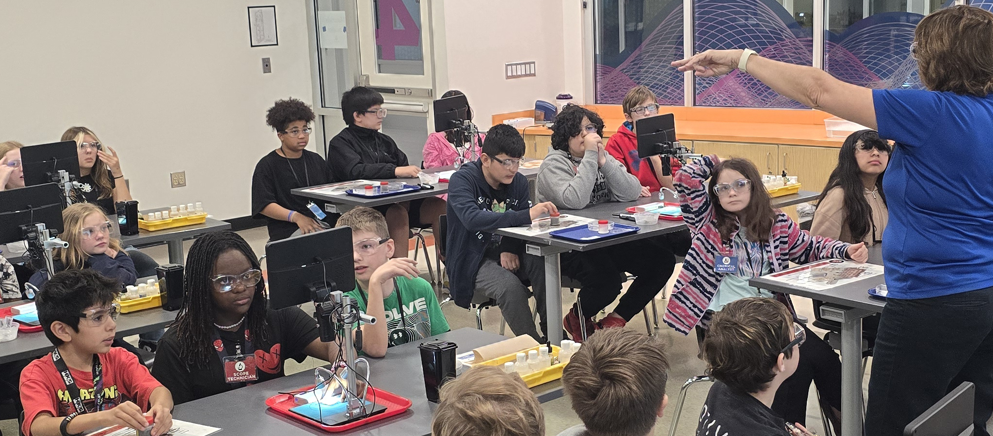 Students participating at roper mountain science center.