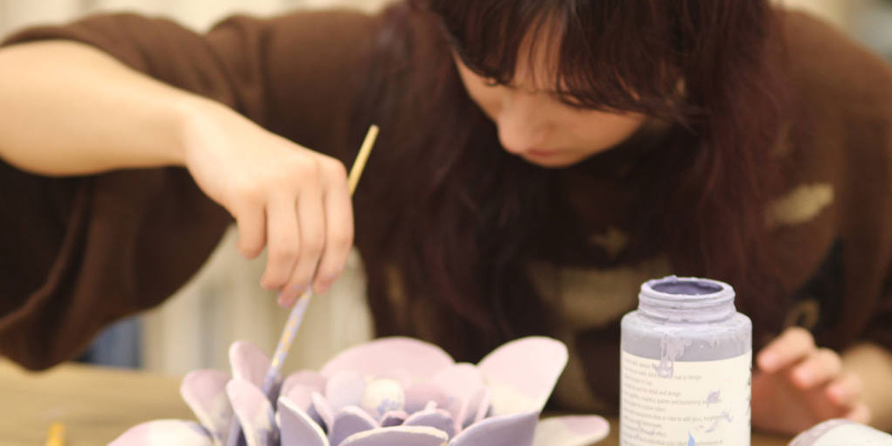 Female student painting