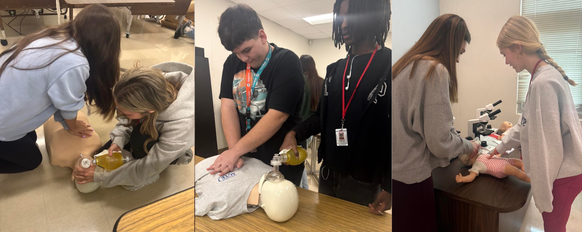 students practicing CPR