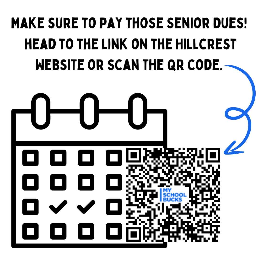 Image is white with a black calendar and a blue arrow pointing to a QR code.