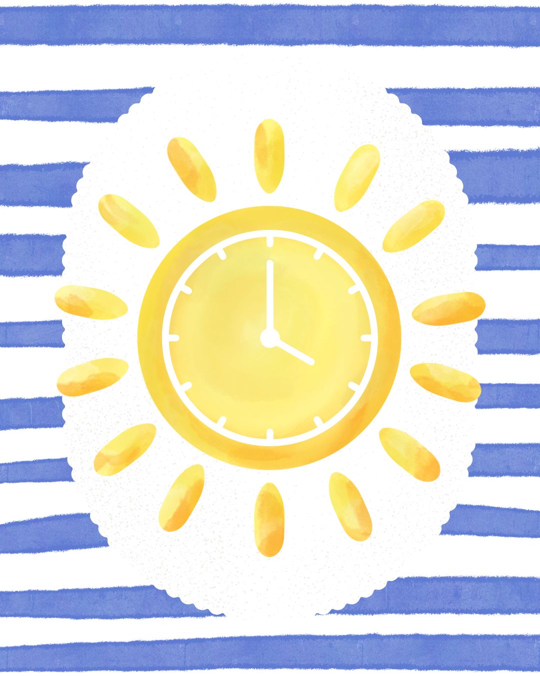 Image is blue and white stripes with a yellow sun in the center.
