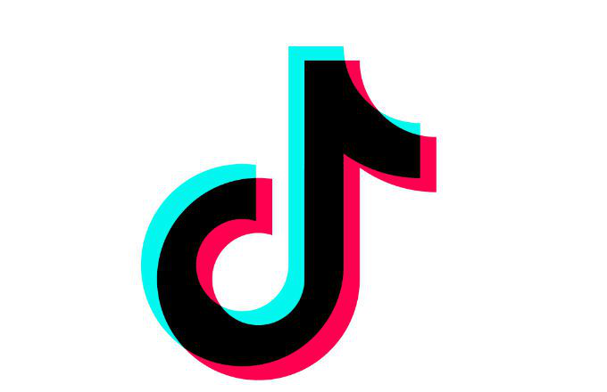 The image is the logo for TikTok with the colorful T on a black background.