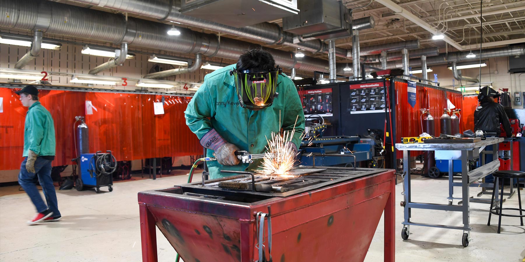 Student welding something