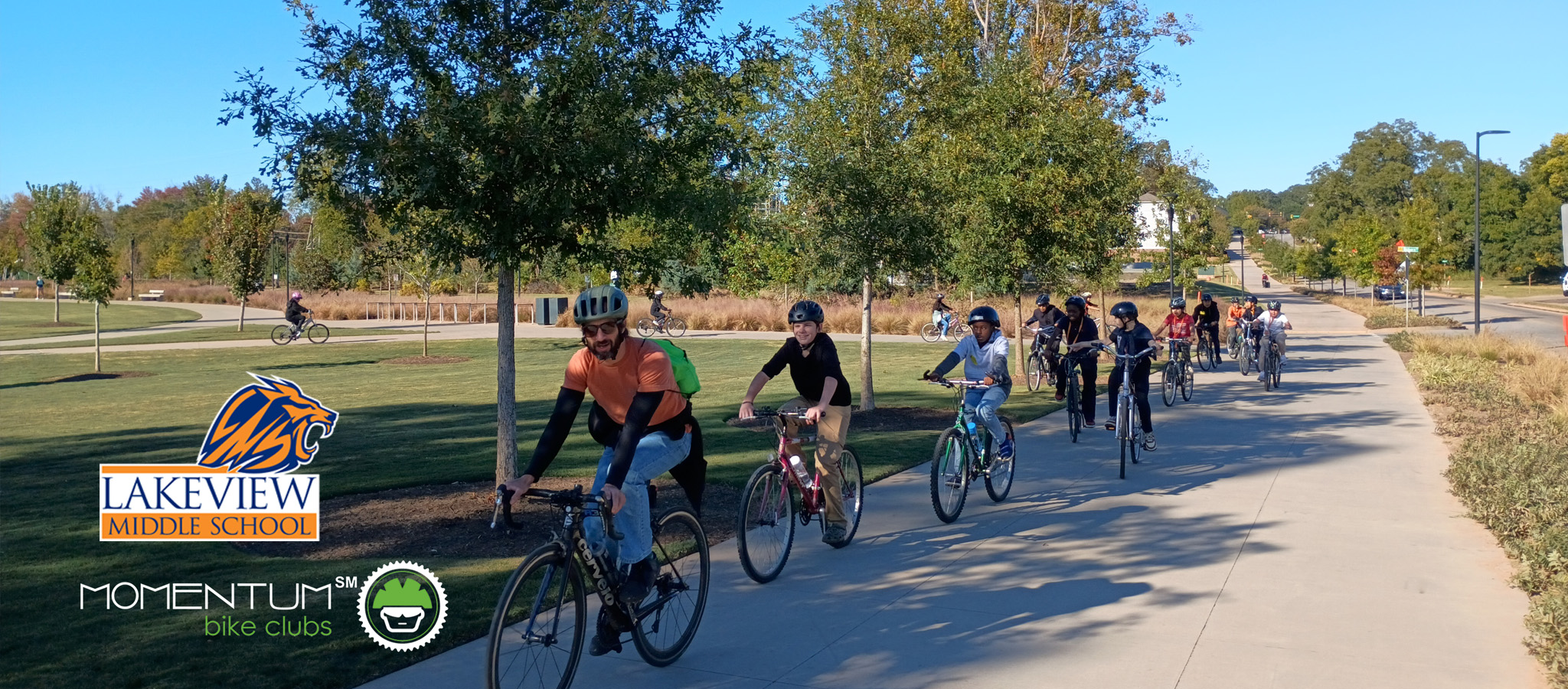 Students riding bikes for Bike Club