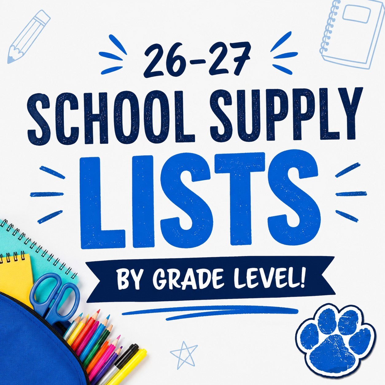 26-27 School supply lists by grade level