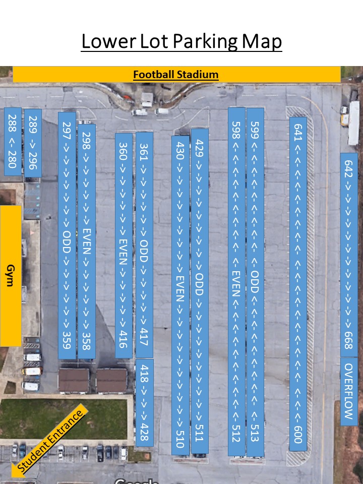 Map of lower lot parking spaces.