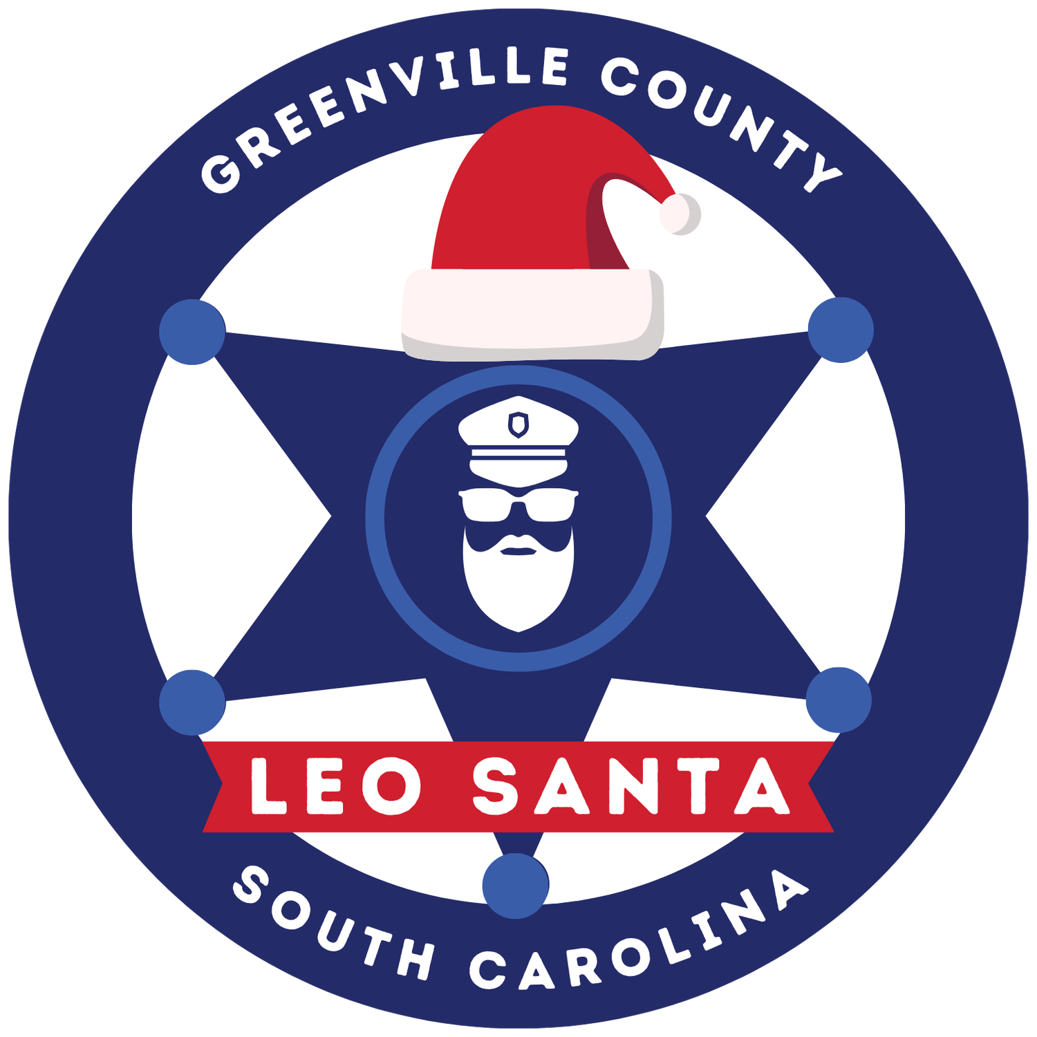 Santa behind a blue Sheriff Star