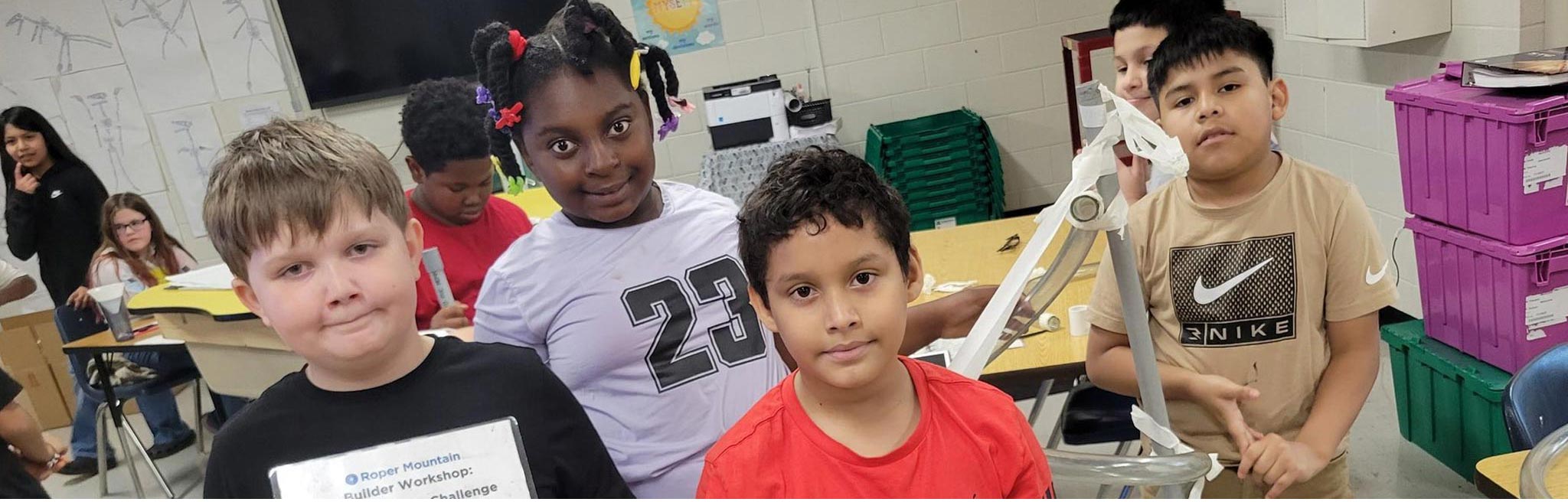 Students in a builder workshop - coaster challenge