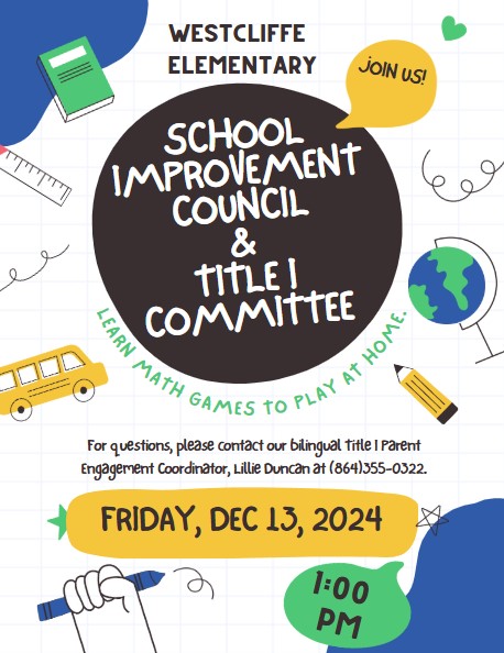 SIC and Title 1 Committee Meeting Flyer for December 13th at 1pm