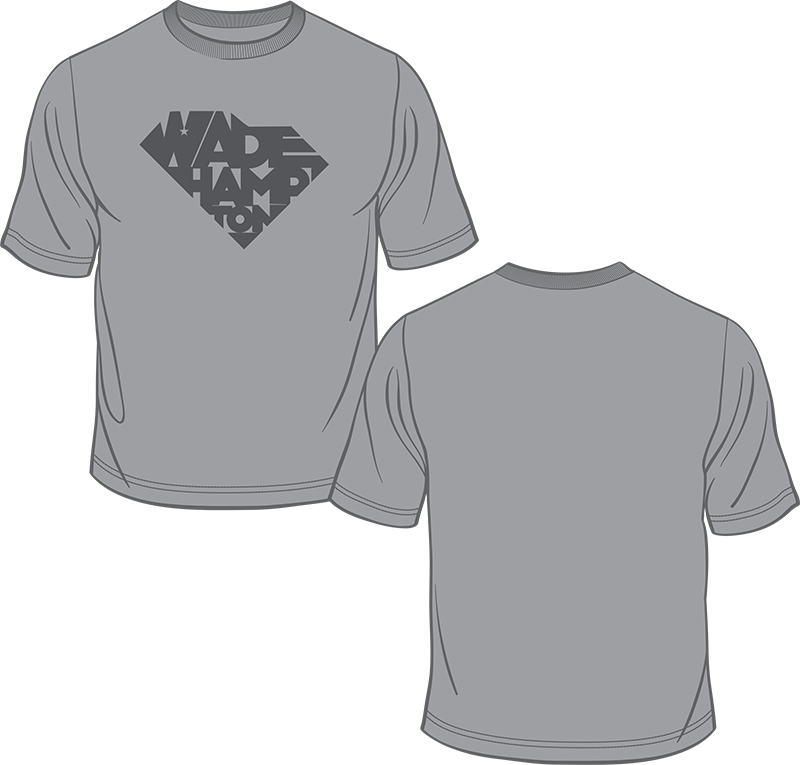 gray shirt with a dark gray wade hampton in the shape of a map of south carolina